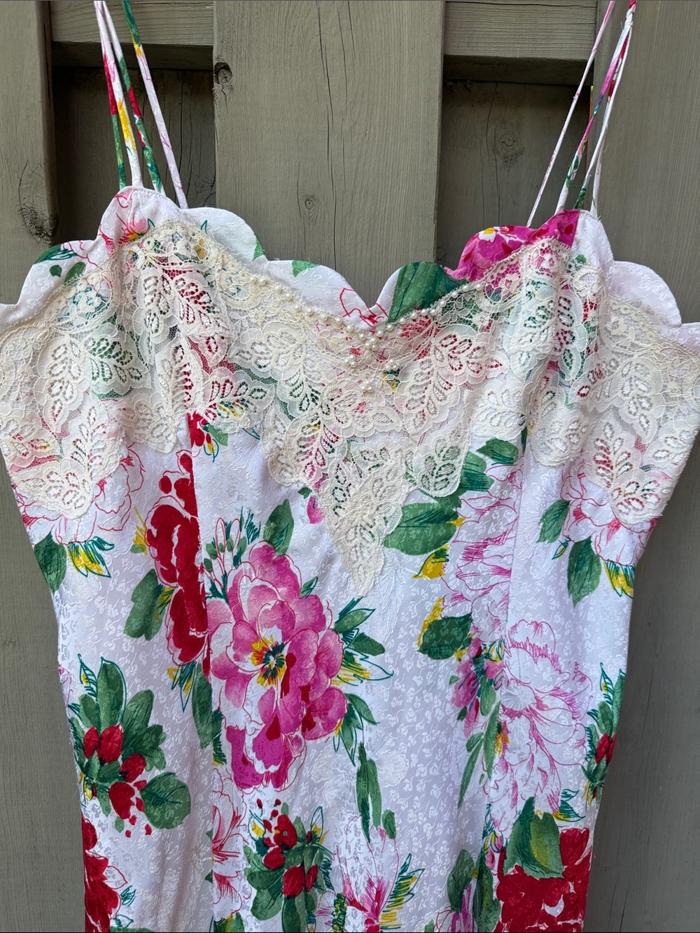Vintage Victoria's Secret Gold Label Floral Slip Dress Nightgown Lace Large - Picture 4 of 5
